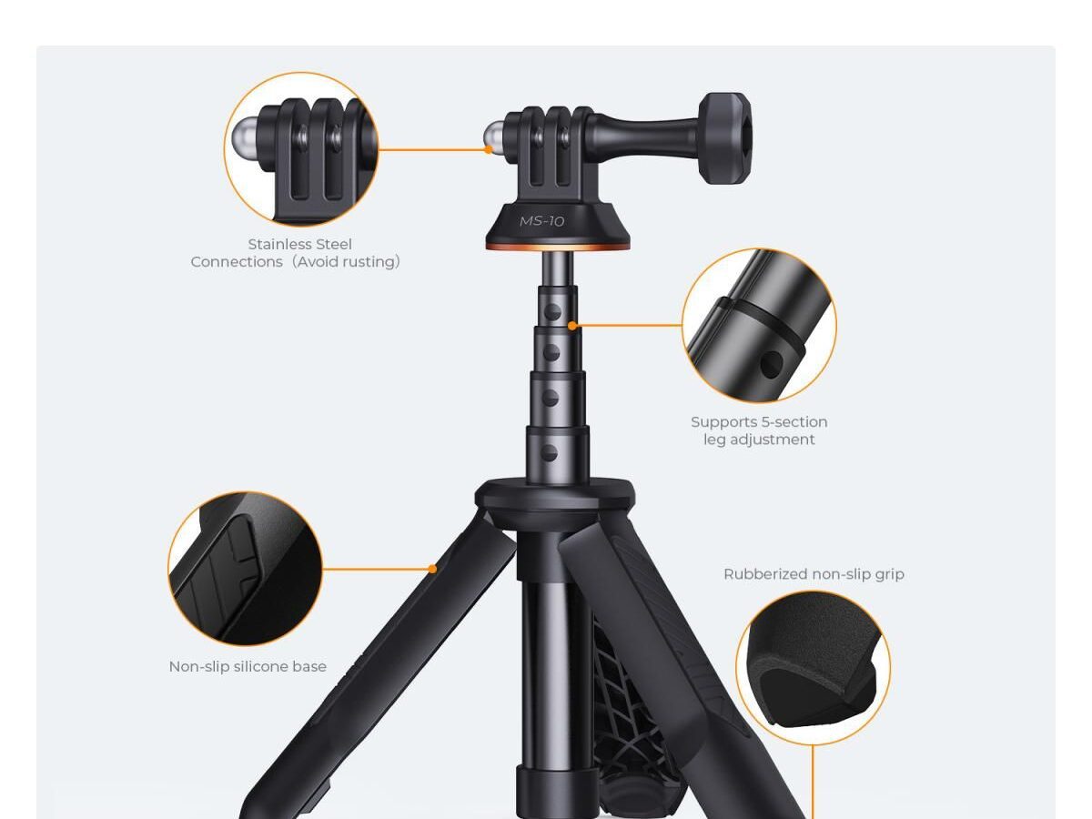 Alternative view of K&F Concept MS10 Selfie Stick Tripod 33.5cm Compatible with Akaso, Insta360, GoPro, DJI Action Camera KF09.133V3
