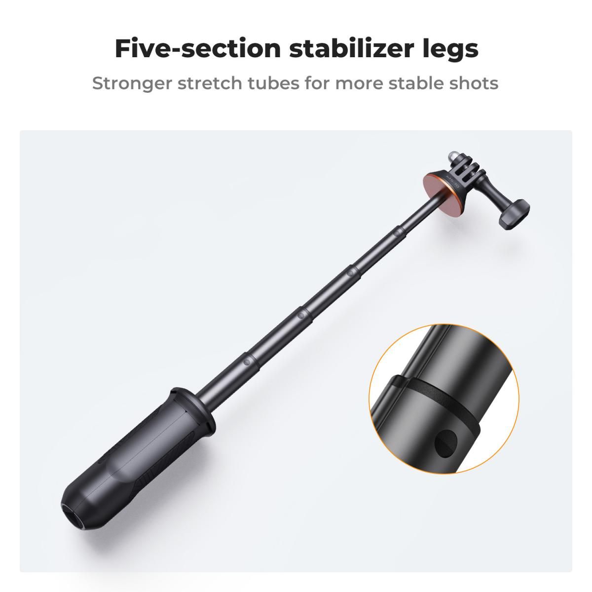 K&F Concept MS10 Selfie Stick Tripod 33.5cm Compatible with Akaso, Insta360, GoPro, DJI Action Camera KF09.133V3 - Image 3