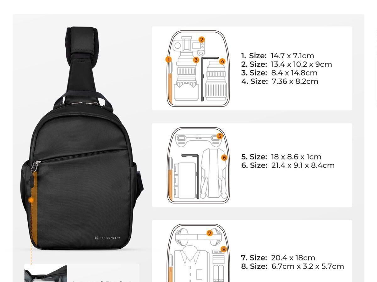 Alternative view of K&F Concept Urban Wander 08 Camera Sling Bag Black (KF13.171)