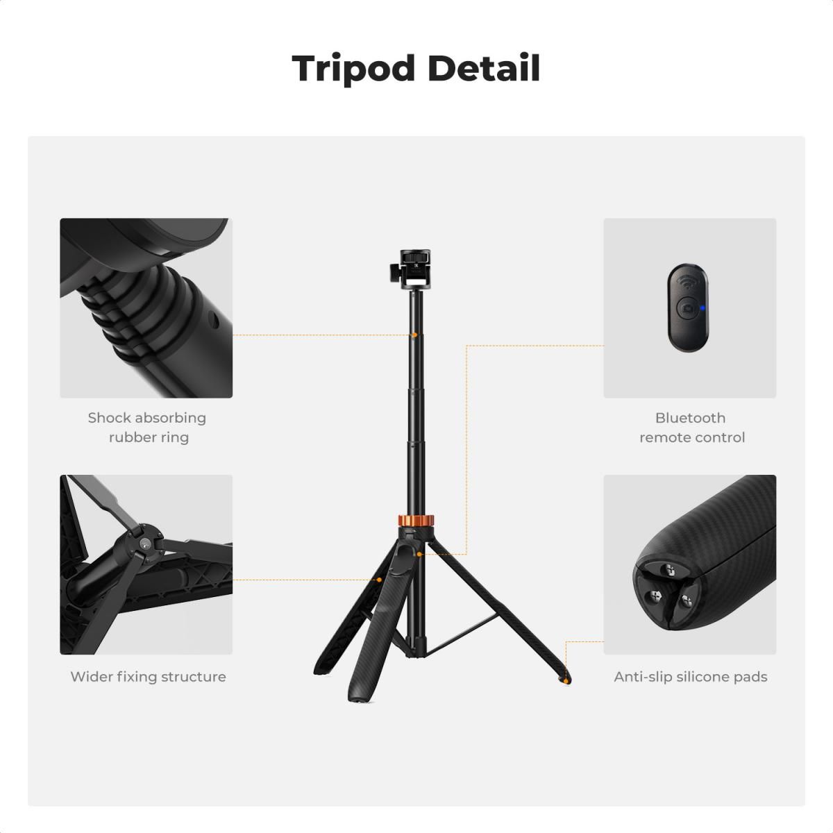 K&F Concept MS24 Selfie Stick Τρίποδο με Tηλεχειριστήριο (KF09.143) - Image 4