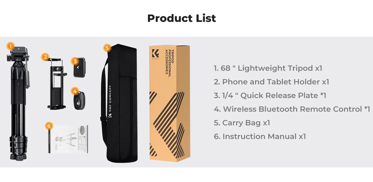K&F Concept S254A3+BV01 Φωτογραφικό Τρίποδο με Tηλεχειριστήριο (KF09.154) - Image 5