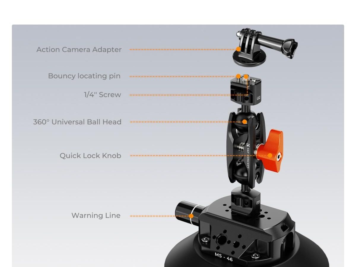 Alternative view of K&F Concept MS46 6" Βεντούζα με Magic Arm για Action Cameras, DSLR & Mirrorless KF31.136