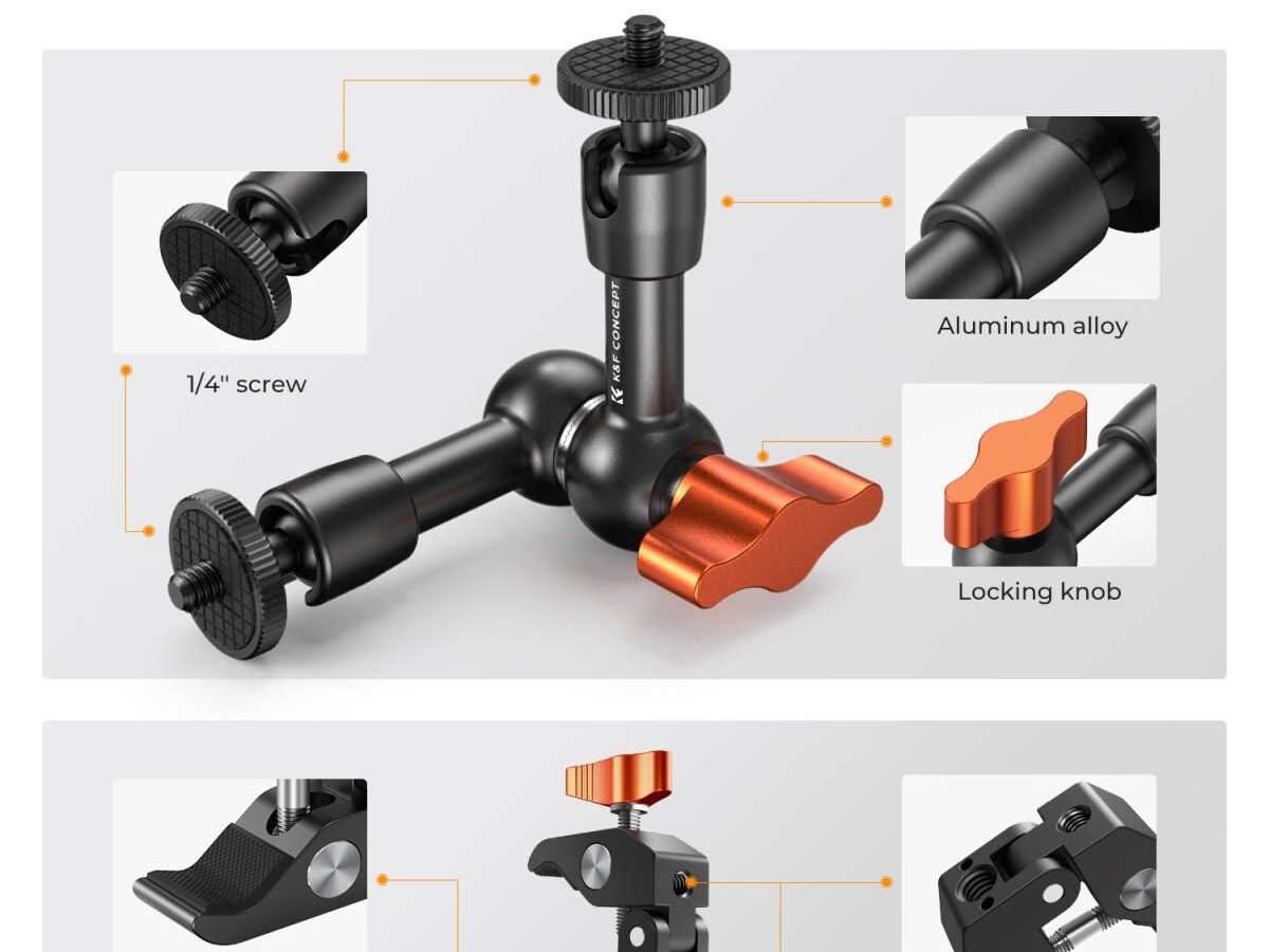 Alternative view of K&F Concept MS31 Super Clamp with Magic Arm (KF31.130)