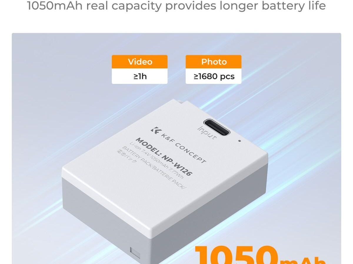 Alternative view of K&F Concept NP-W126/W126S 1050mAh με Γρήγορη Φόρτιση Type-C, Συμβατό με Fujifilm (KF28.0048)