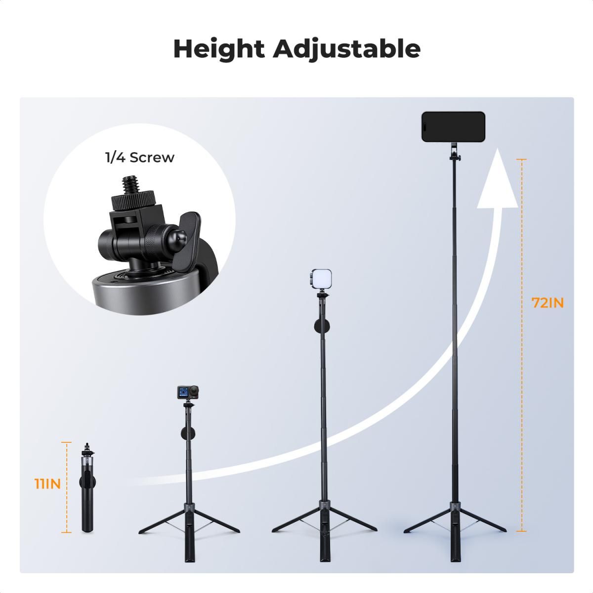 K&F Concept MS52 Magnetic Selfie Stick Τρίποδο με Τηλεχειριστήριο (KF15.0015) - Image 5