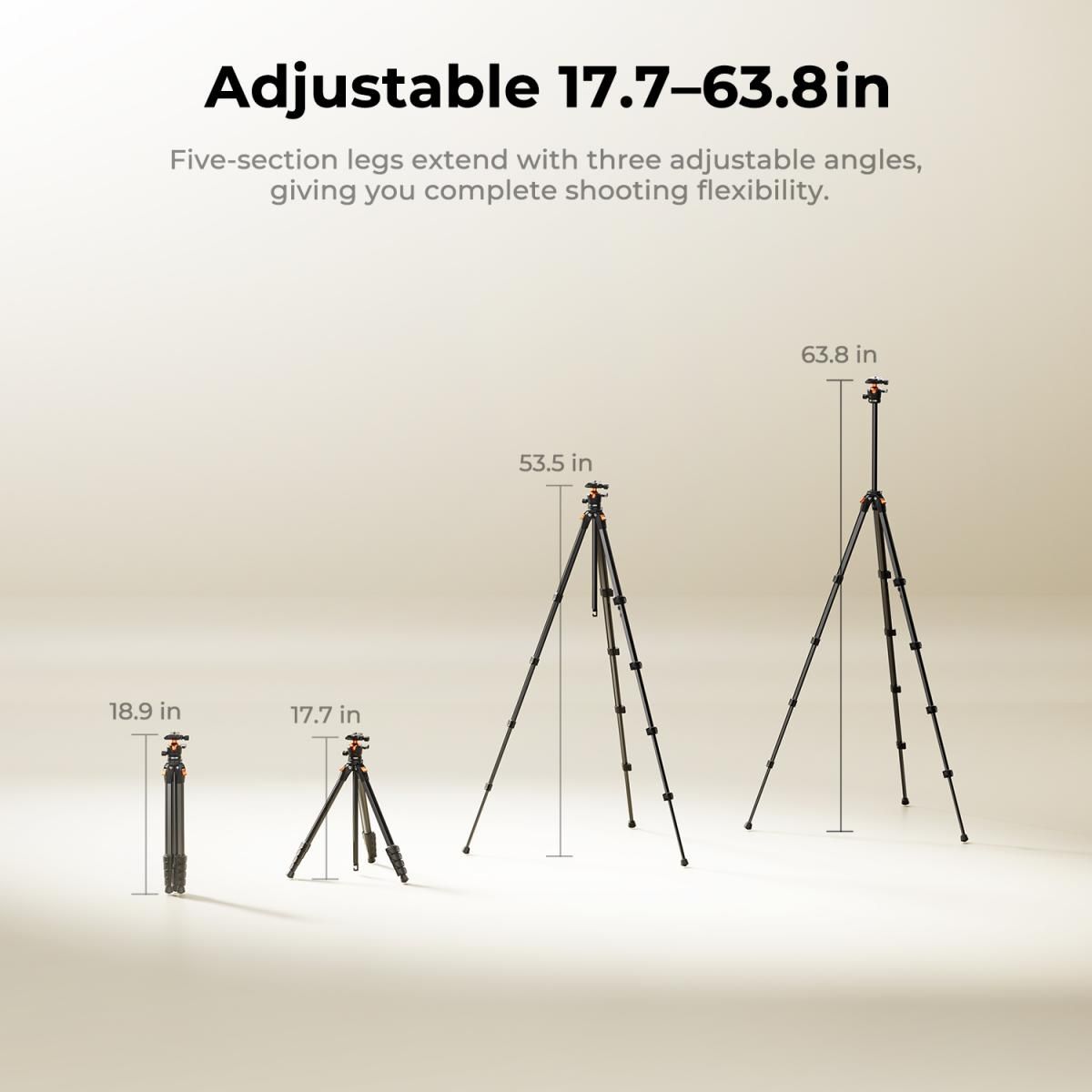 K&F Concept A305A1+BH-40 Φωτογραφικό Τρίποδο Αλουμινίου με Κεφαλή - Image 3