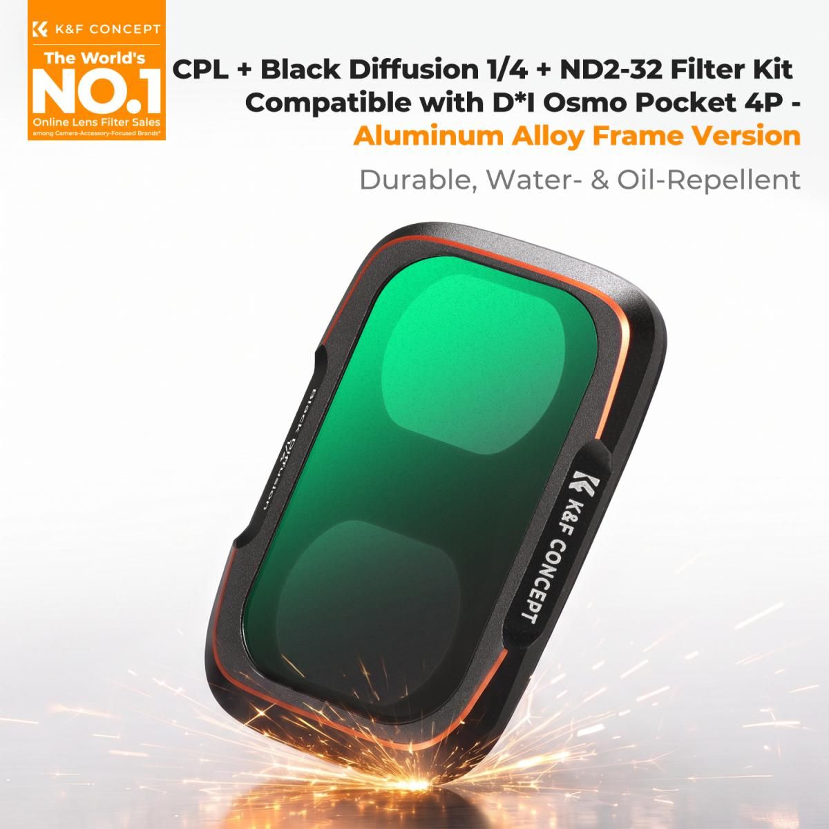 K&F Concept CPL+ Black Diffusion 1/4 + ND2-32 Filter Set for Osmo Pocket 4P και Xtra Muse 2 Pro (KF0103.9902.0120) - Image 2