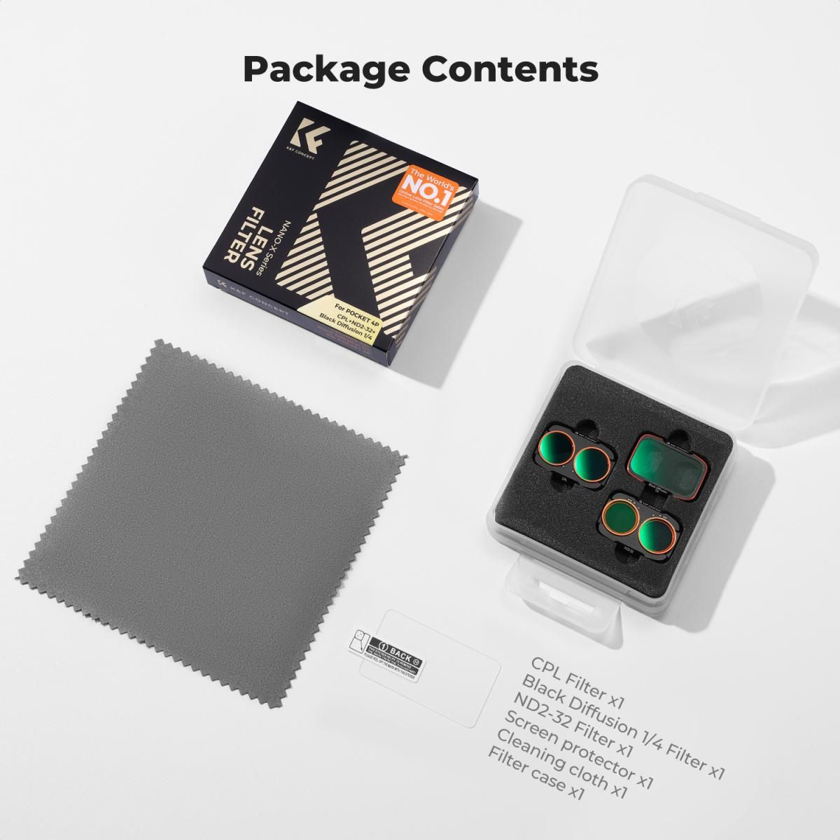 K&F Concept CPL+ Black Diffusion 1/4 + ND2-32 Filter Set for Osmo Pocket 4P και Xtra Muse 2 Pro (KF0103.9902.0120) - Image 5