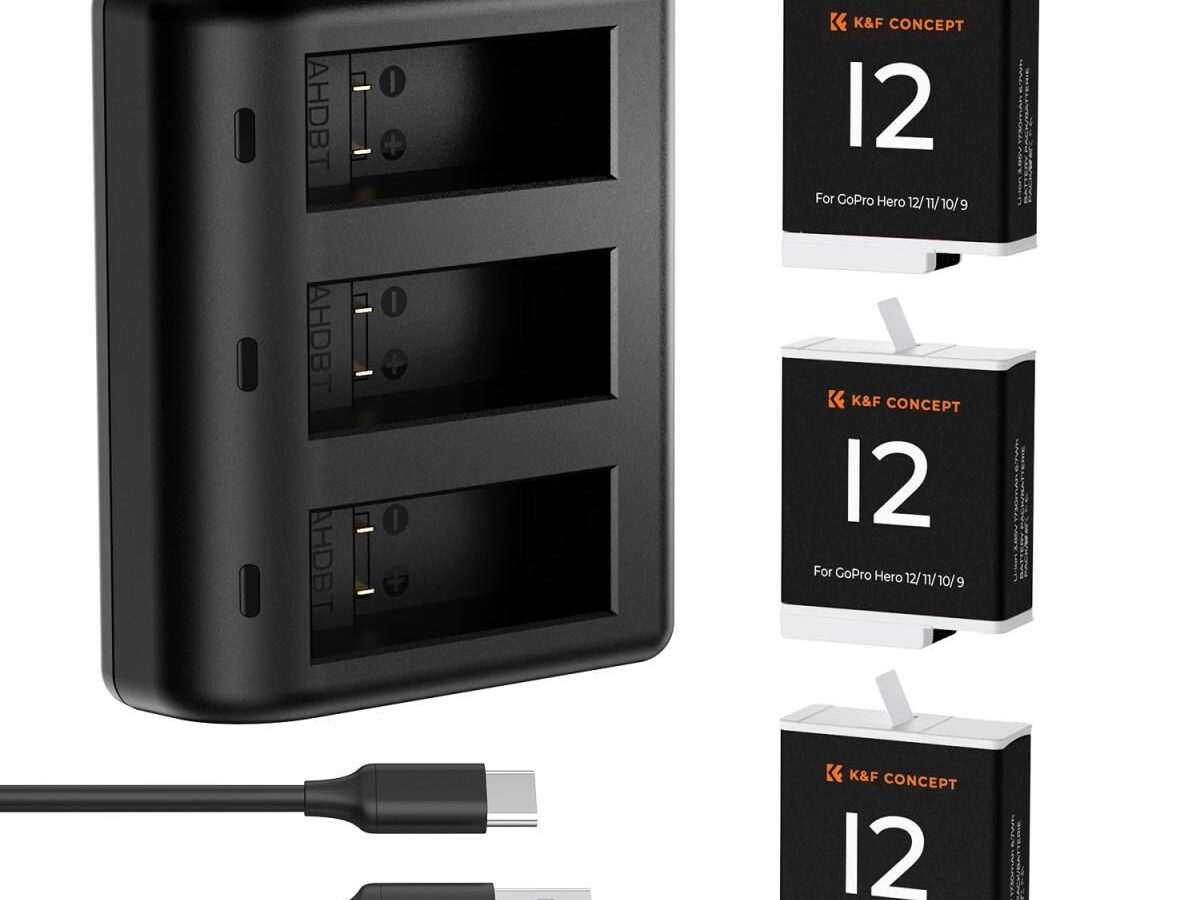 K&F Concept Πακέτο 3 Μπαταριών Enduro 1730mAh & Φορτιστής 3 θέσεων με LED για GoPro Hero 12/11/10/9 (KF28.0032V1)