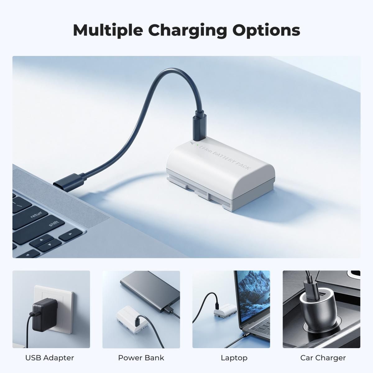 K&F Concept Μπαταρία LP-E6P 2520mAh USB-C για Canon EOS R6 Mark III και Άλλες Canon (KF28.0131) - Image 4