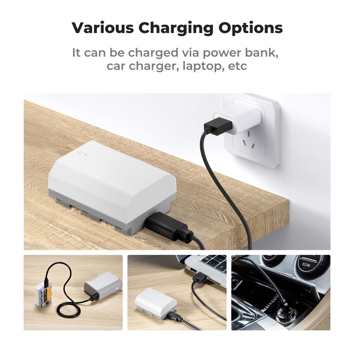 K&F Concept Σετ 2 Μπαταριών NP-FZ100 2600mAh με Ταχεία Φόρτιση USB-C για Sony Alpha (KF28.0034S1) - Image 4