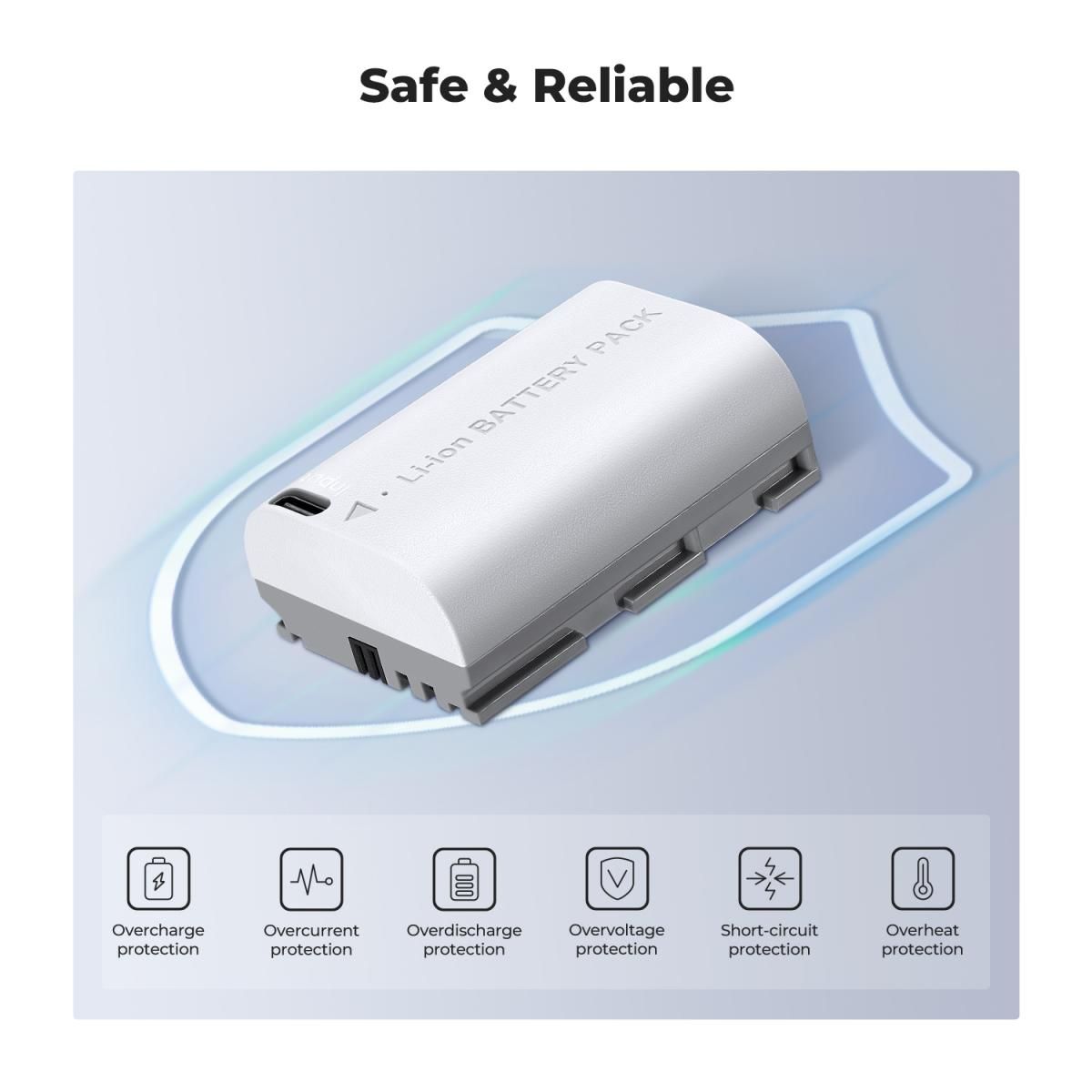 K&F Concept Σετ 2 Μπαταριών LP-E6NH 2600mAh με Φόρτιση USB-C για Canon (KF28.0033S1) - Image 3