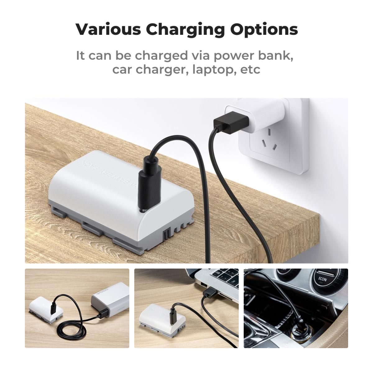 K&F Concept Σετ 2 Μπαταριών LP-E6NH 2600mAh με Φόρτιση USB-C για Canon (KF28.0033S1) - Image 4