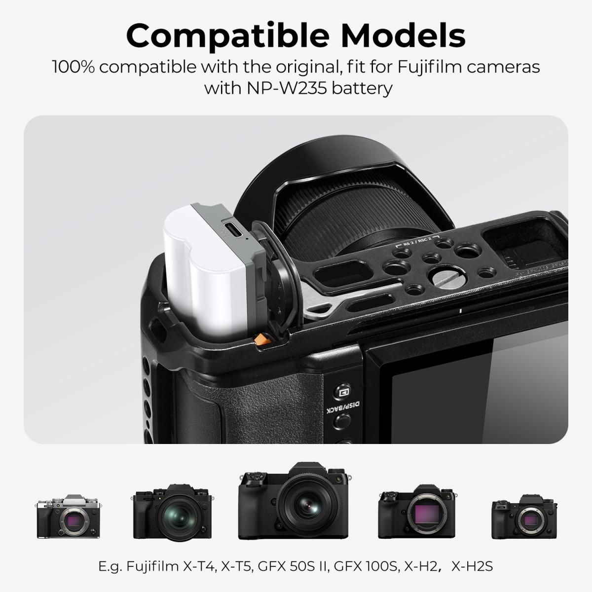 K&F Concept Σετ 2 Μπαταριών NP-W235 2400mAh με Ταχεία Φόρτιση USB-C για Fujifilm X-T5 (KF28.0025S1) - Image 3