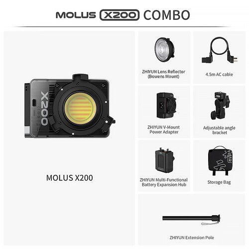 Alternative view of Zhiyun Molus X200 Bi-Color COB LED Light (Combo Kit)