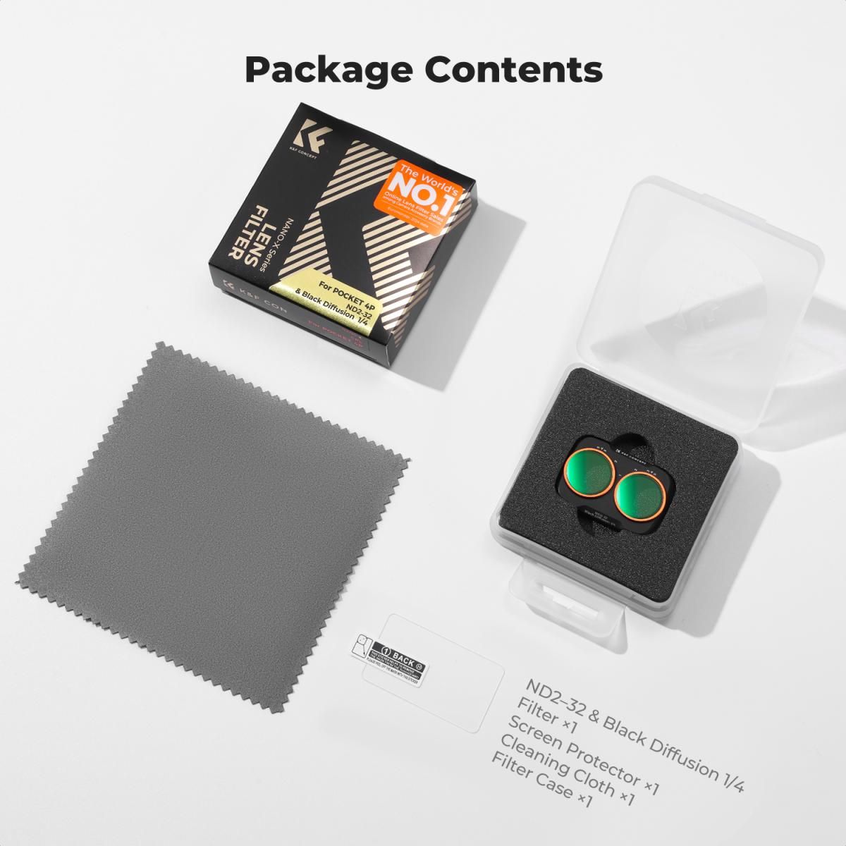 K&F Concept Σετ Φίλτρων ND2-32 & Black Diffusion 1/4 για DJI Osmo Pocket 4P & Xtra Muse2 Pro (KF0103.0414.0010) - Image 3