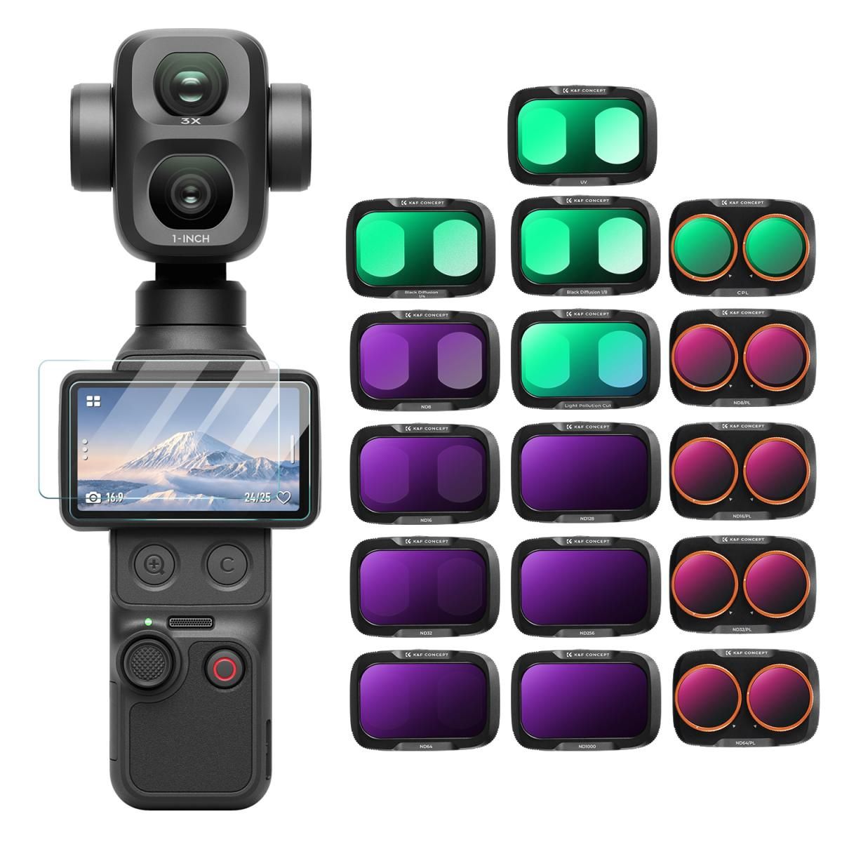 K&F Concept Σετ 16 Φίλτρων για DJI Osmo Pocket 4P / Xtra Muse2 Pro (KF0103.9902.0020)